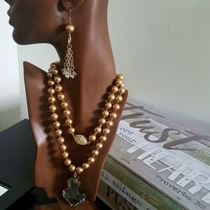 Golden Pearl Crystal Necklace